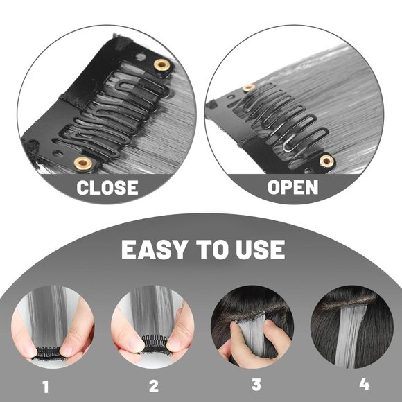 22" Colored Hair Extensions 10 PCS-Gray - Picture 3 of 6